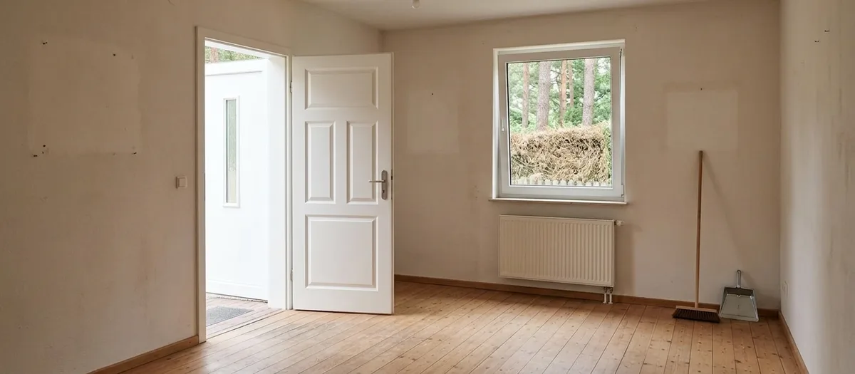 Leergeräumter Wohnraum vor der Schlüsselübergabe