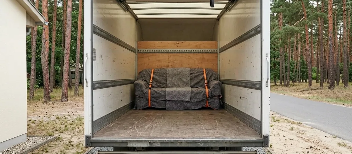 Einzelnes Möbelstück wird für den Transport gesichert